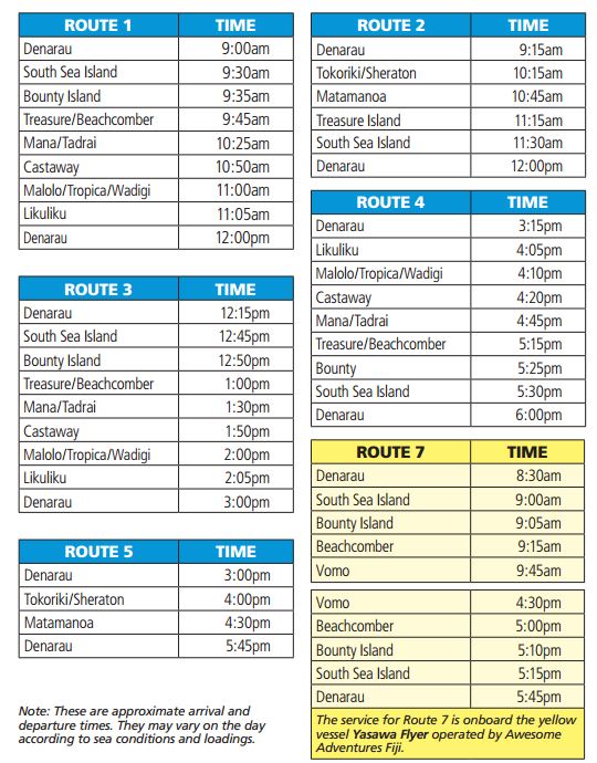 south sea cruises coach timetable
